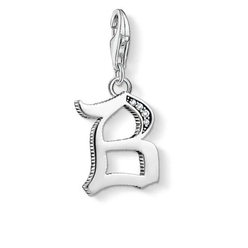Thomas Sabo Charm Club Sterling Silver White Zirconia Letter B Charm D sold by C.W. Sellors