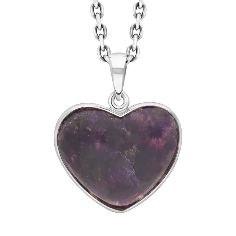 Sterling Silver Blue John Heart Necklace D sold by C.W. Sellors