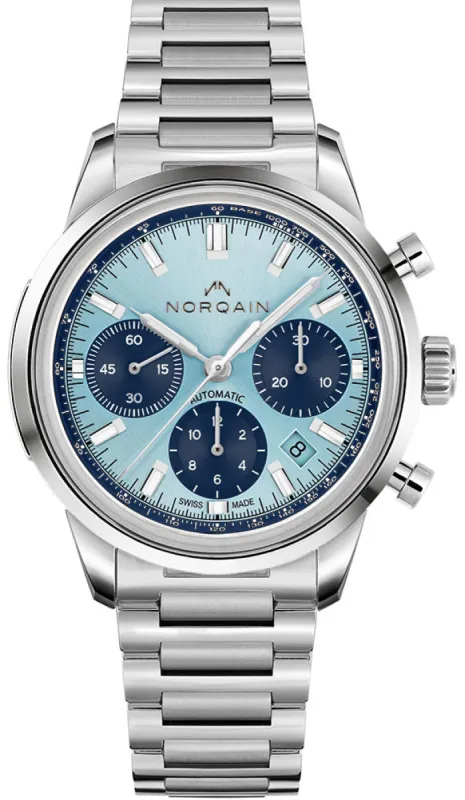 Norqain Freedom 60 Chrono 40mm Sky Blue Bracelet Watch made by C.W. Sellors