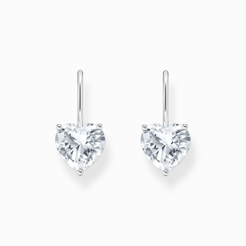 Thomas Sabo Sterling Silver Heart White Zirconia Earrings sold by C.W. Sellors