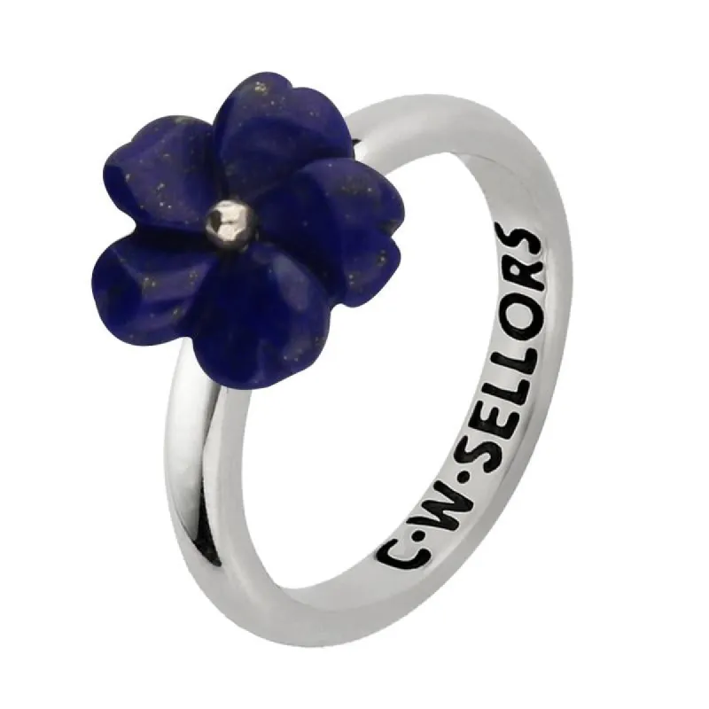 Sterling Silver Lapis Lazuli Tuberose 10mm Gypsophila Ring sold by C.W. Sellors