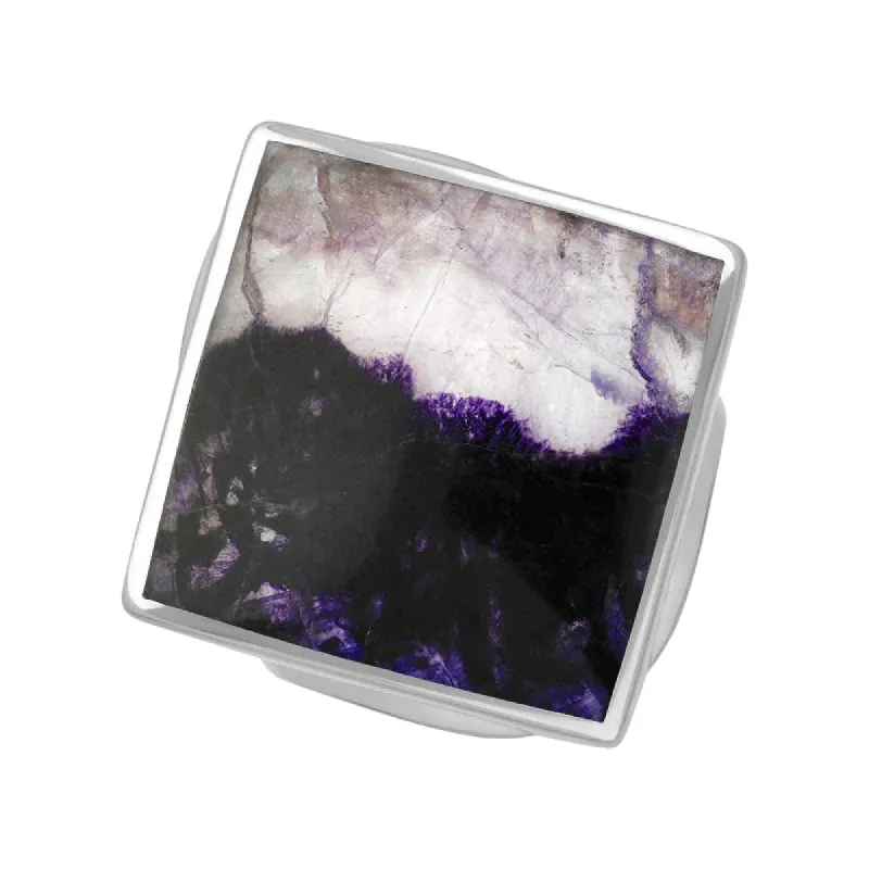 Sterling Silver Blue John Queen's Jubilee Hallmark Medium Rhombus Ring D sold by C.W. Sellors