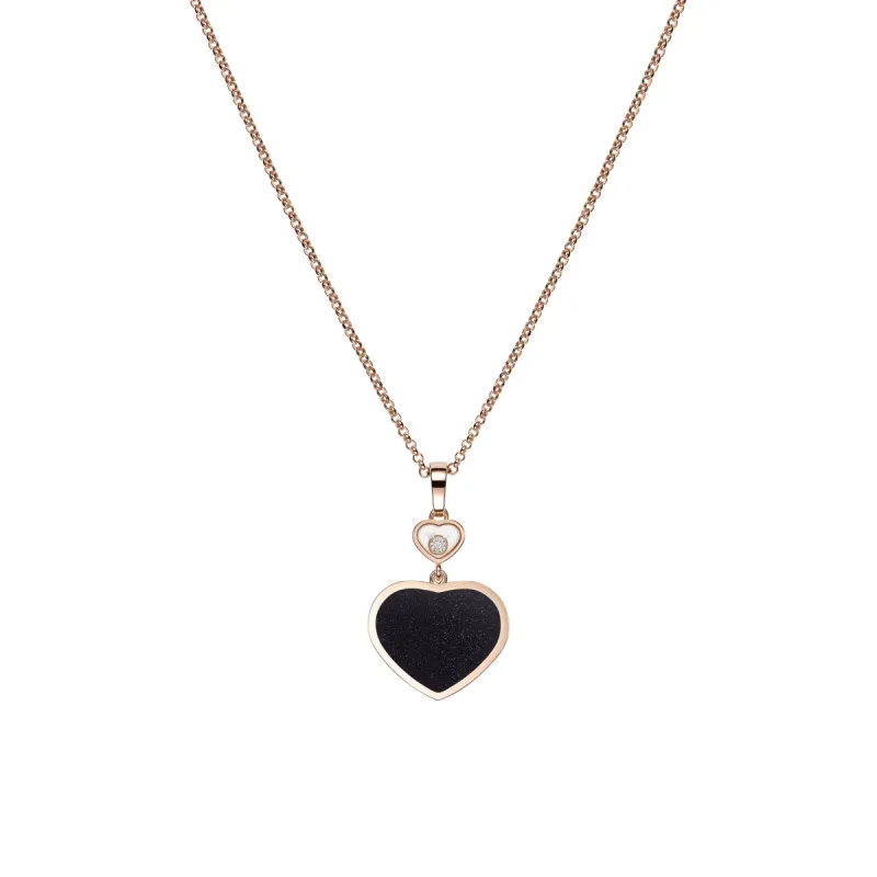 Chopard Happy Hearts 18ct Rose Gold 0.05ct Diamond Aventurine Necklace sold by C.W. Sellors