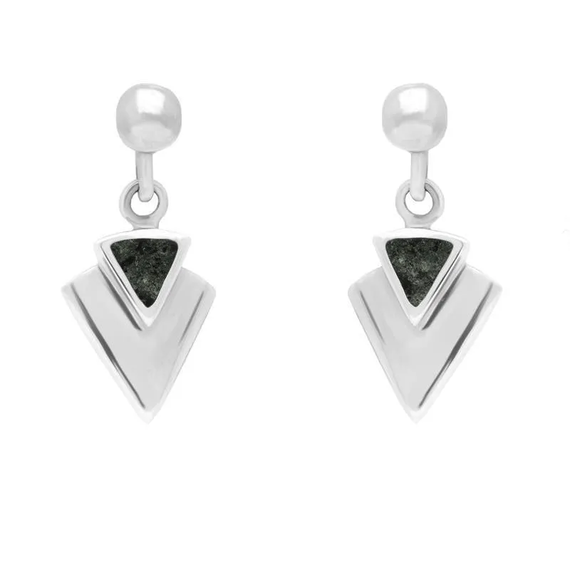 Sterling Silver Preseli Bluestone Arrowhead Drop Earrings sold by C.W. Sellors
