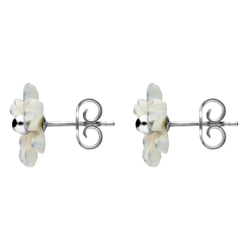 Sterling Silver White Mother of Pearl Tuberose 8mm Dahlia Stud Earrings sold by C.W. Sellors product image thumbnail 2