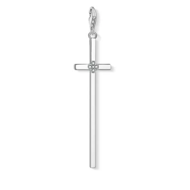 Thomas Sabo Charm Club Sterling Silver Zirconia Cross Charm Pendant D sold by C.W. Sellors