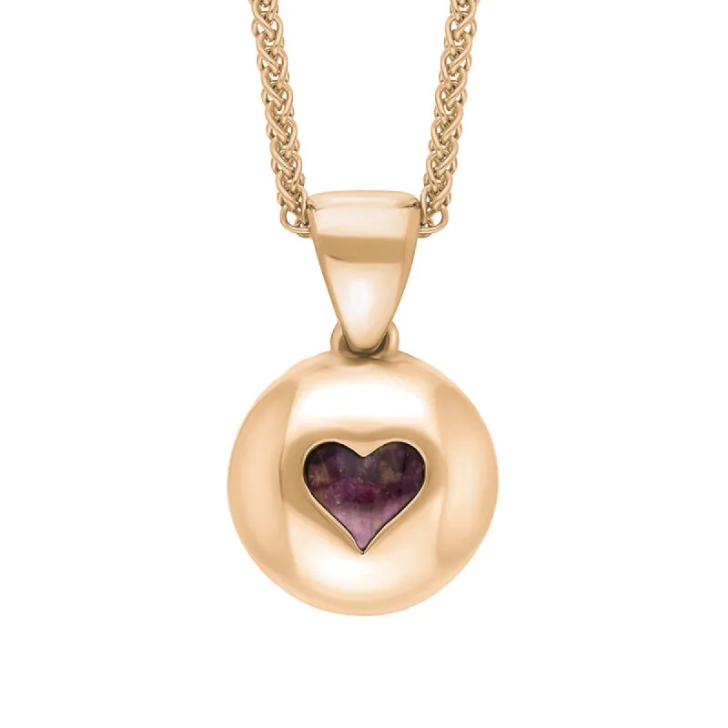 18ct Rose Gold Blue John Heart Disc Necklace sold by C.W. Sellors