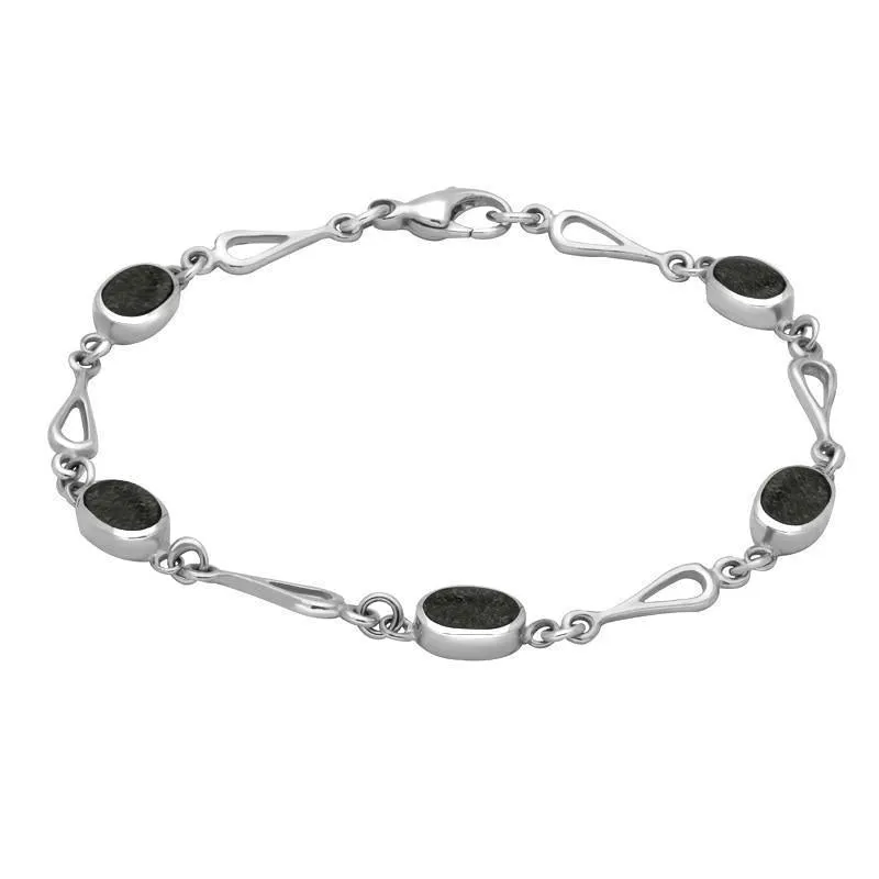 Sterling Silver Preseli Bluestone Spoon Link Bracelet sold by C.W. Sellors