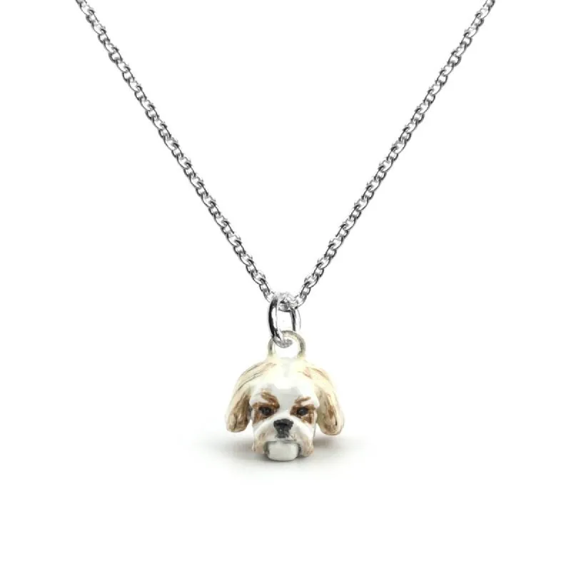 Dog Fever Sterling Silver Enamelled Shih Tzu Muzzle Necklace D sold by C.W. Sellors
