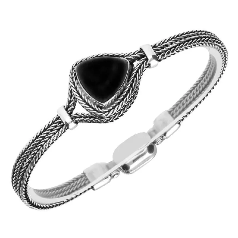 Sterling Silver Whitby Jet Triangular Foxtail Bracelet D sold by C.W. Sellors