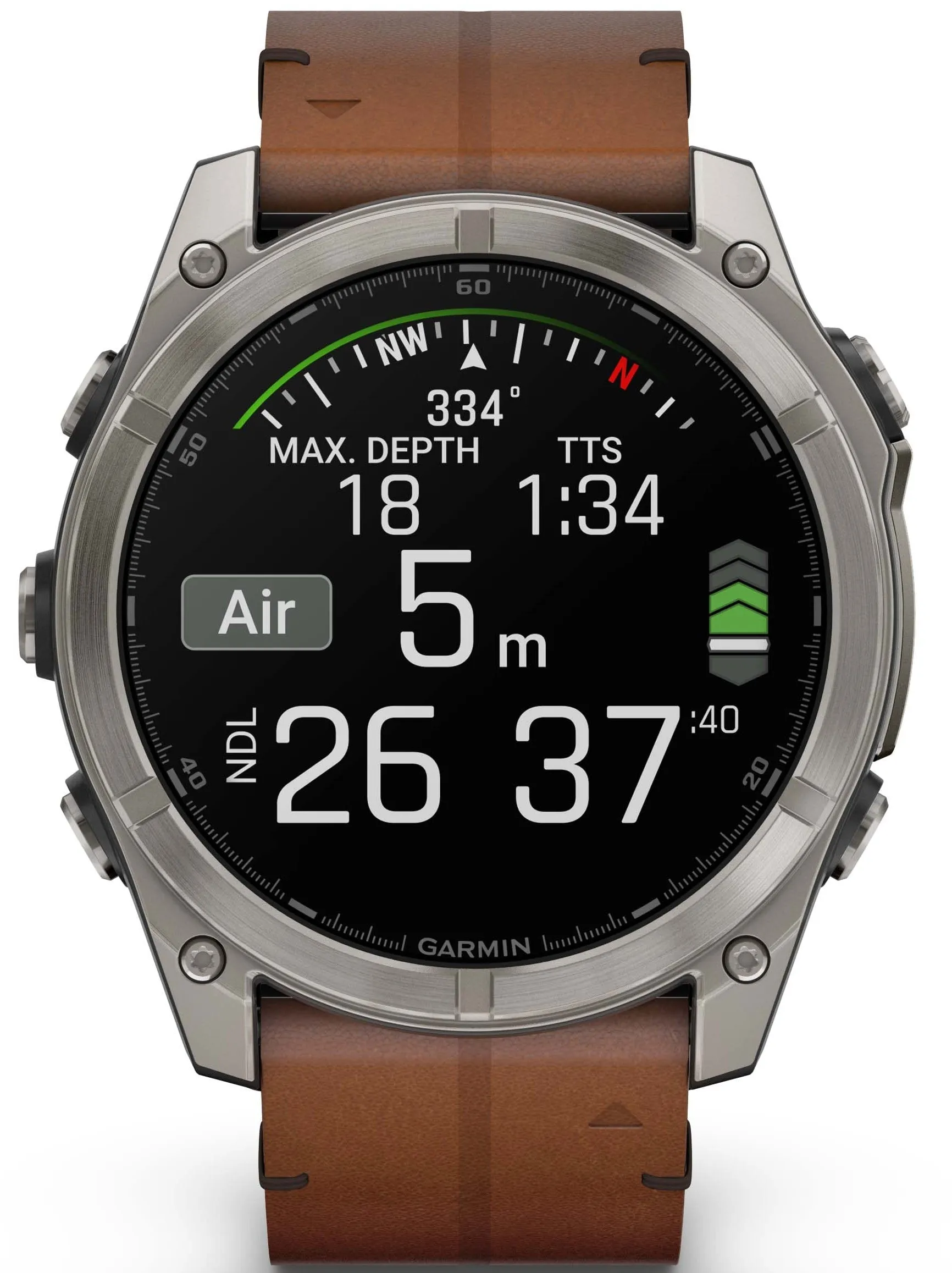 Garmin Fenix 8 51mm Sapphire AMOLED Titanium Chestnut Leather Band sold by C.W. Sellors product image thumbnail 3