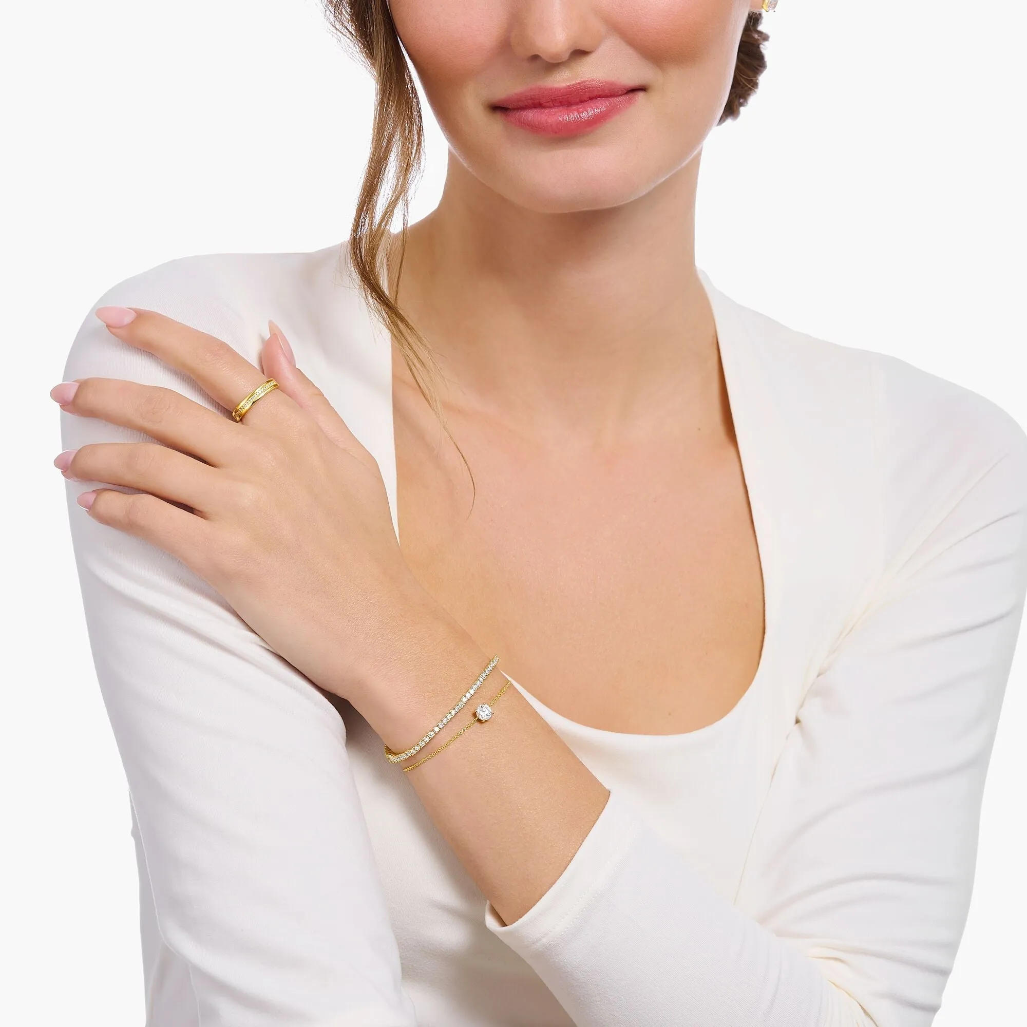 Thomas Sabo Gold Plated Sterling Silver Circle White Zirconia Bracelet sold by C.W. Sellors product image thumbnail 2