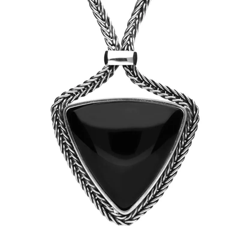 Sterling Silver Whitby Jet Triangular Foxtail Necklace D made by C.W. Sellors