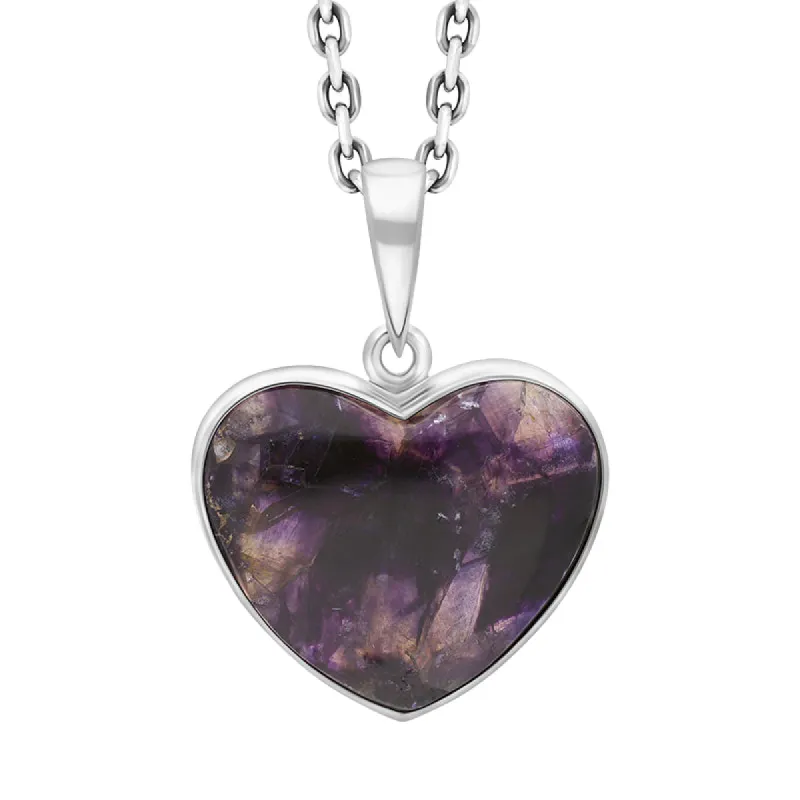 Sterling Silver Blue John Heart Pendant Necklace D sold by C.W. Sellors