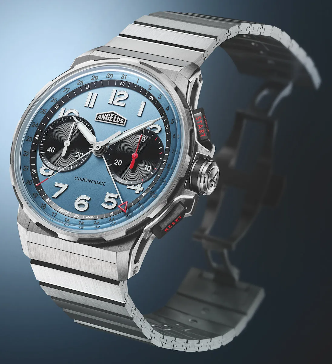 Angelus Chronodate Titanium Storm Blue Bracelet Watch sold by C.W. Sellors product image thumbnail 2