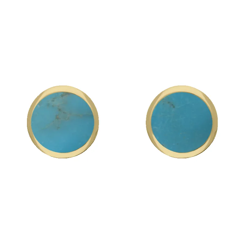 9ct Yellow Gold Sterling Silver Turquoise Stepping Stones 5mm Round Stud Earrings sold by C.W. Sellors