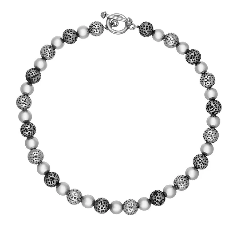 Sterling Silver Textured Bead Necklace sold by C.W. Sellors