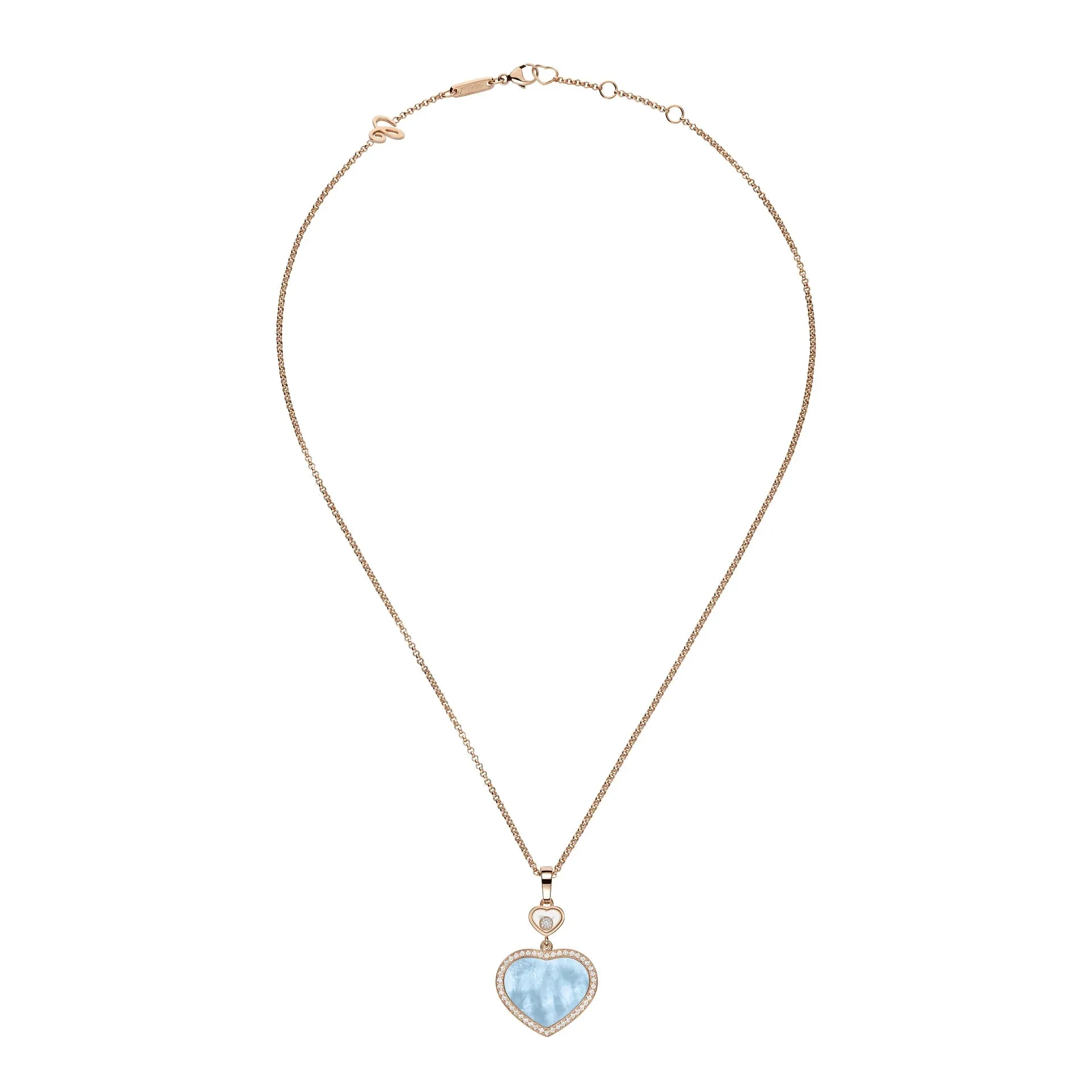 Chopard Happy Hearts 18ct Rose Gold 0.24ct Diamond Blue Mother Of Pearl Necklace sold by C.W. Sellors product image thumbnail 3