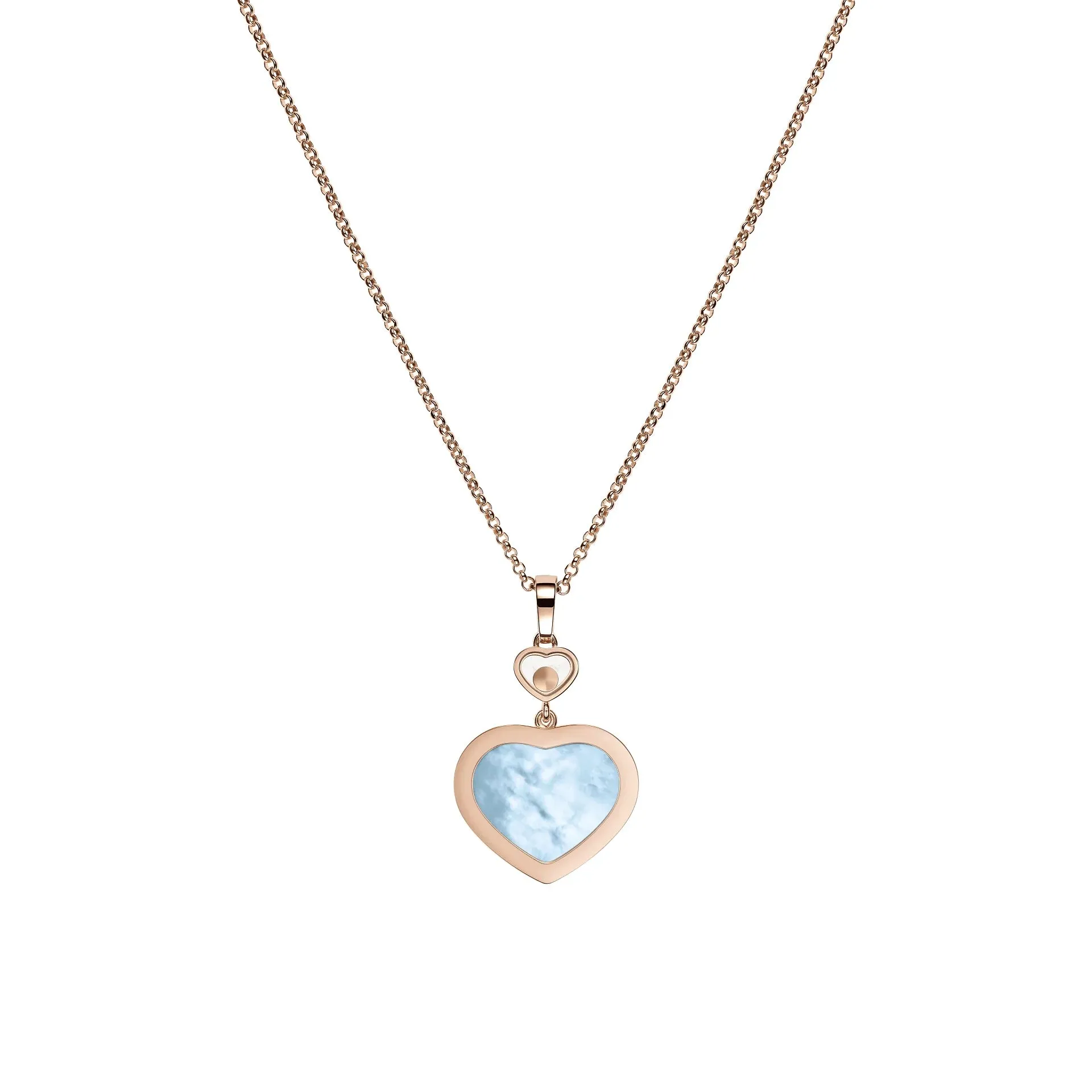 Chopard Happy Hearts 18ct Rose Gold 0.24ct Diamond Blue Mother Of Pearl Necklace sold by C.W. Sellors product image thumbnail 4