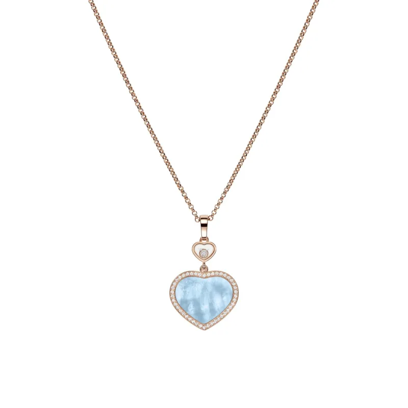 Chopard Happy Hearts 18ct Rose Gold 0.24ct Diamond Blue Mother Of Pearl Necklace sold by C.W. Sellors