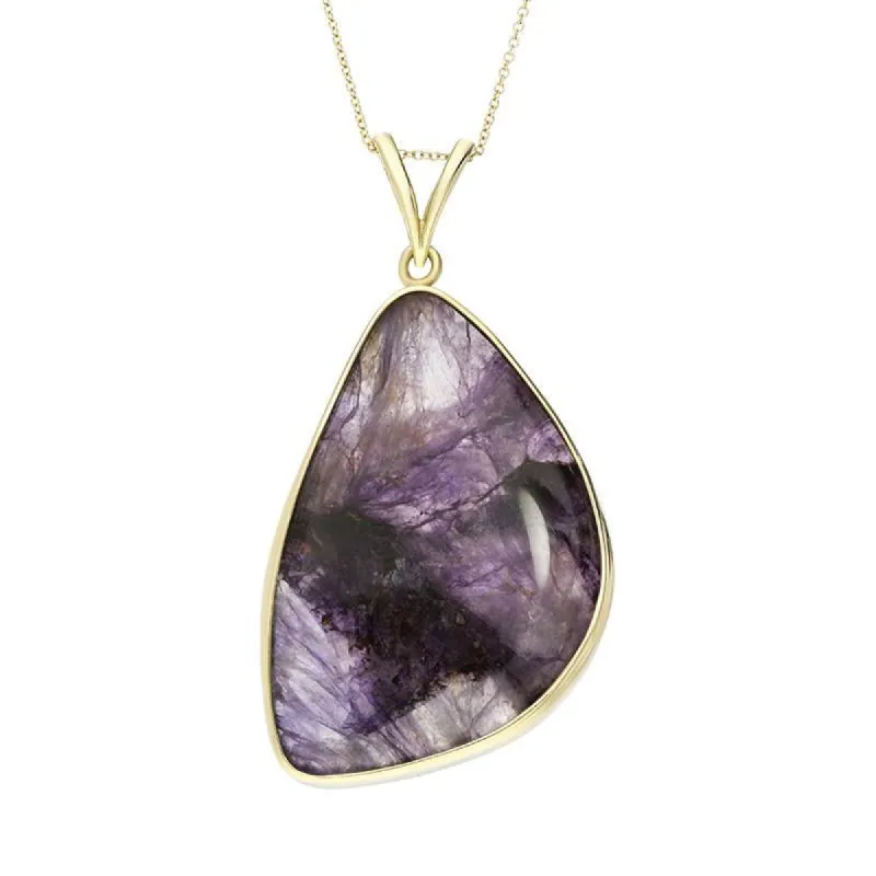 18ct Yellow Gold Blue John Large Abstract Oval Necklace D sold by C.W. Sellors