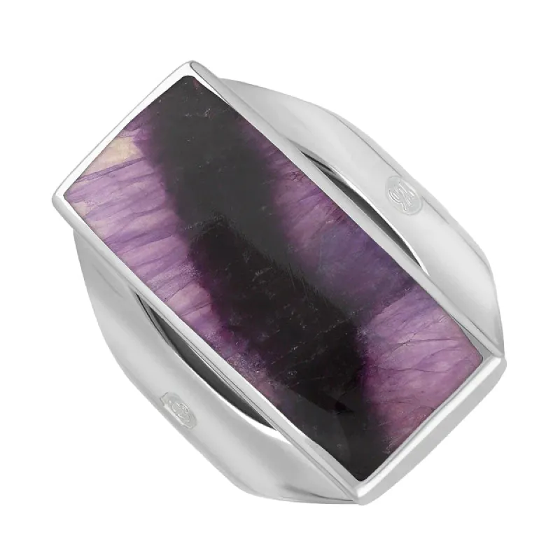 Sterling Silver Blue John King's Coronation Hallmark Medium Oblong Ring D sold by C.W. Sellors