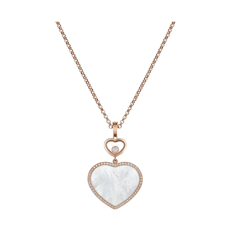 Chopard Happy Hearts 18ct Rose Gold Mother Of Pearl 0.32ct Diamond Necklace sold by C.W. Sellors
