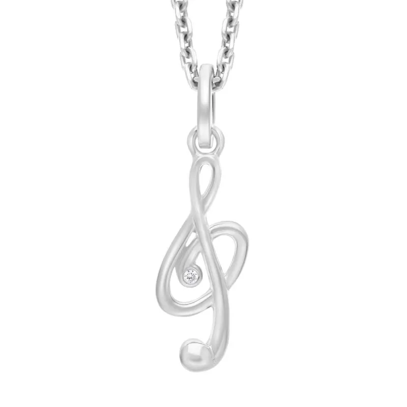 Sterling Silver Cubic Zirconia Treble Clef Necklace D sold by C.W. Sellors