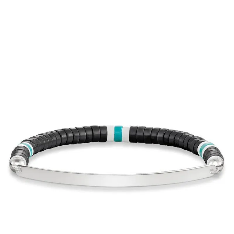 Thomas Sabo Love Bridge Sterling Silver Obsidian White Agate Turquoise Ethno Bracelet 17.5cm D sold by C.W. Sellors