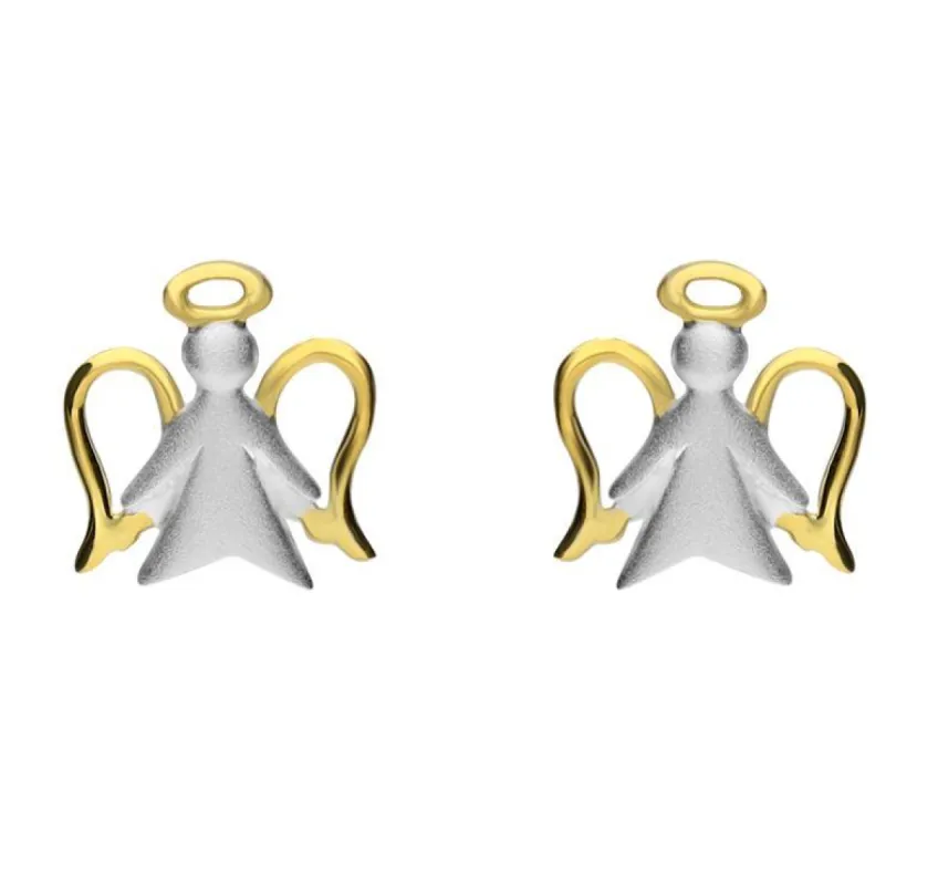 Yellow Gold Sterling Silver Plated Angel Stud Earrings sold by C.W. Sellors