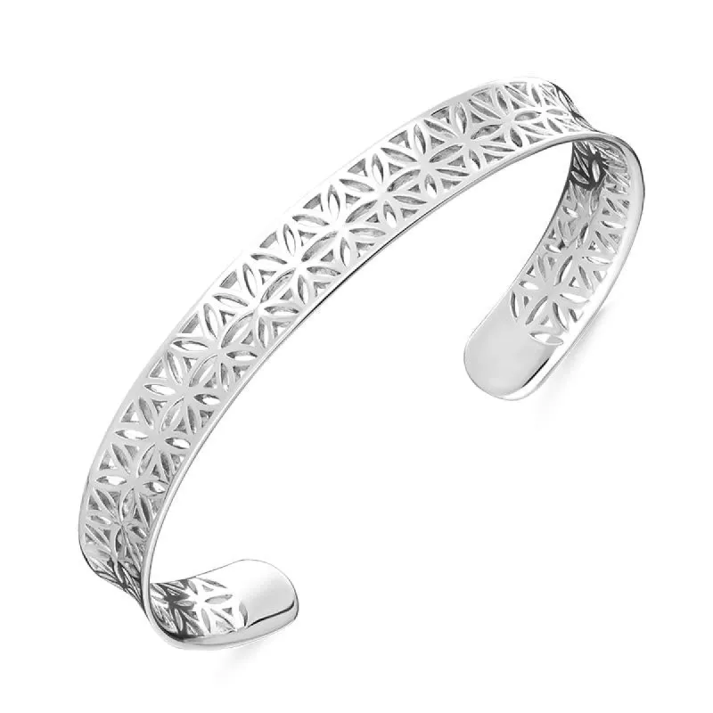 Sterling Silver Pierced Floral Band Bangle D sold by C.W. Sellors