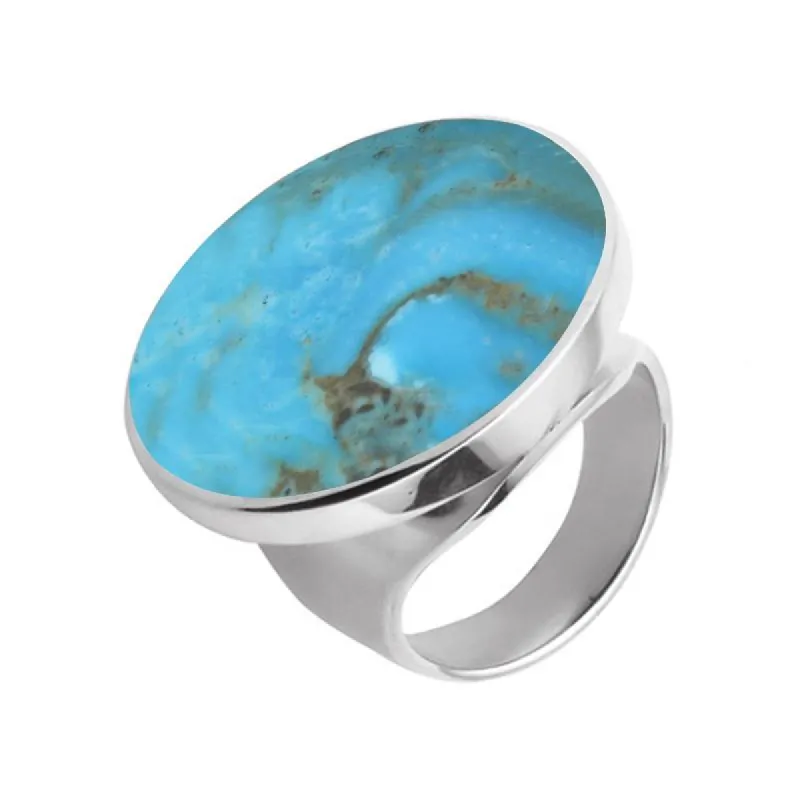 Sterling Silver Turquoise Medium Round Stone Ring sold by C.W. Sellors
