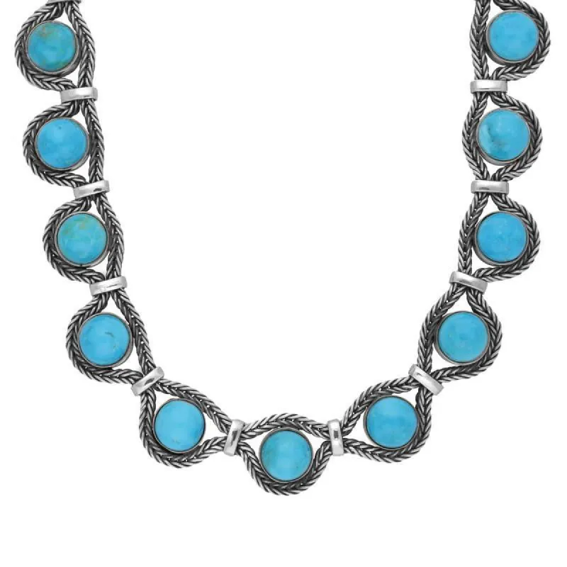 Sterling Silver Turquoise Foxtail Seventeen Stone Necklace D sold by C.W. Sellors