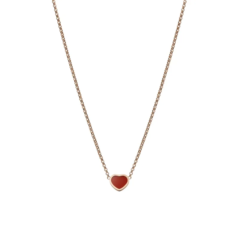 Chopard My Happy Hearts 18ct Rose Gold Carnelian Necklace sold by C.W. Sellors