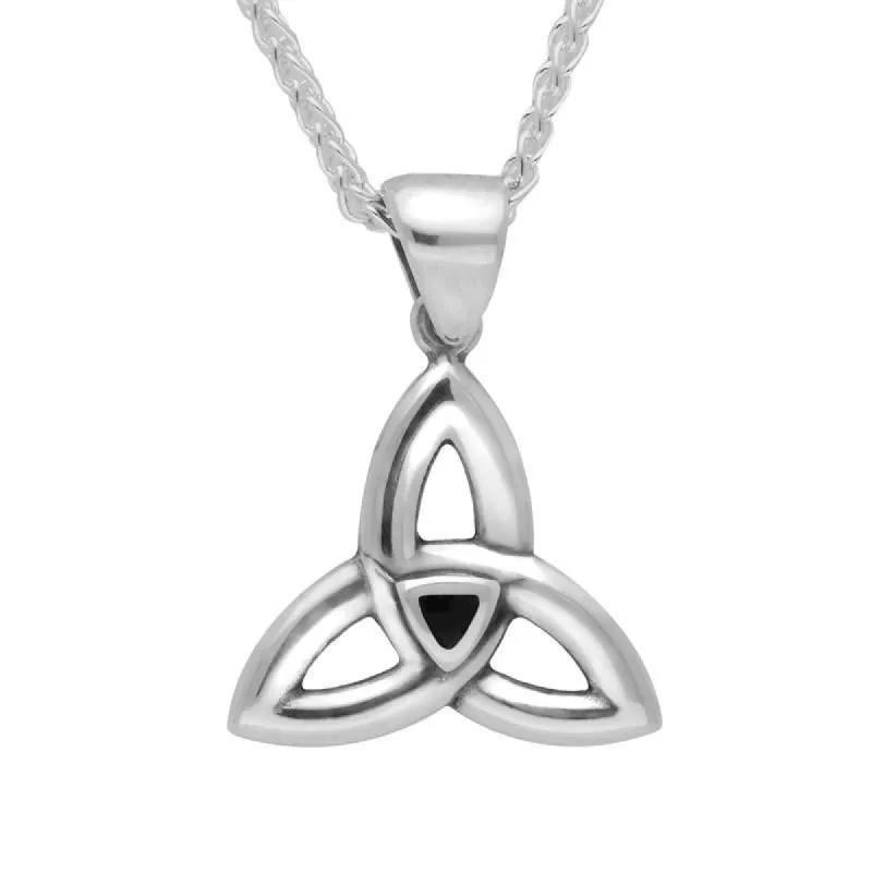 Sterling Silver Whitby Jet Celtic Knot Pendant Necklace sold by C.W. Sellors