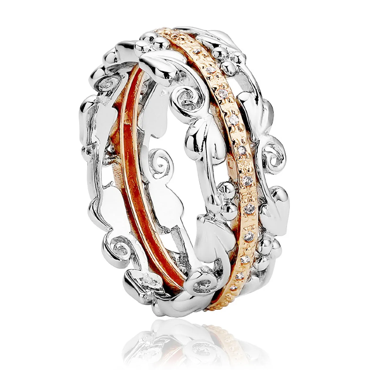 Clogau Am Byth Sterling Silver 9ct Rose Gold Diamond Ring D sold by C.W. Sellors
