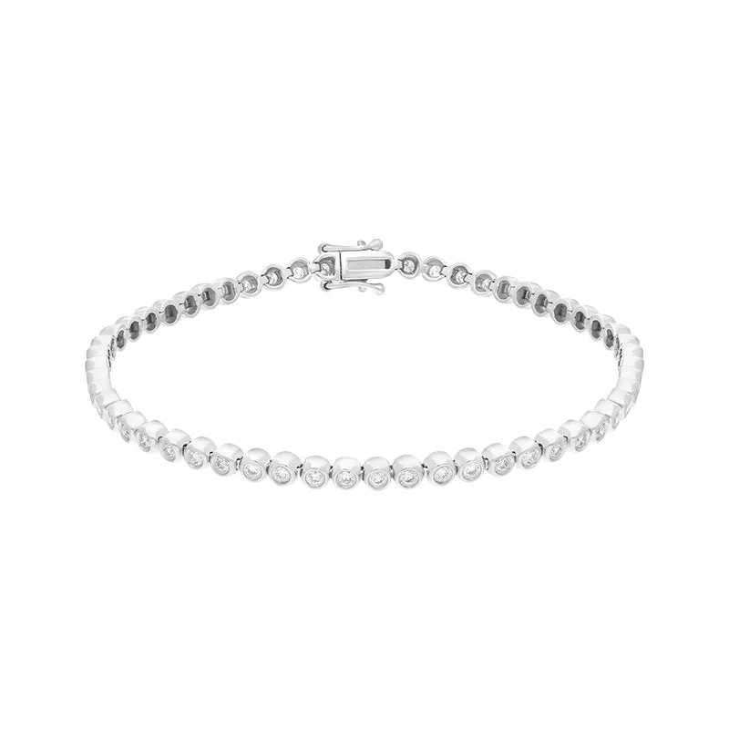 18ct White Gold 1.07ct Diamond Rubover Set Line Bracelet sold by C.W. Sellors product image thumbnail 2