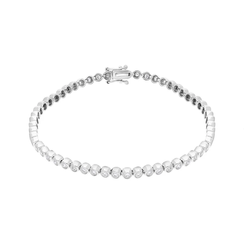 18ct White Gold 1.07ct Diamond Rubover Set Line Bracelet sold by C.W. Sellors product image thumbnail 3