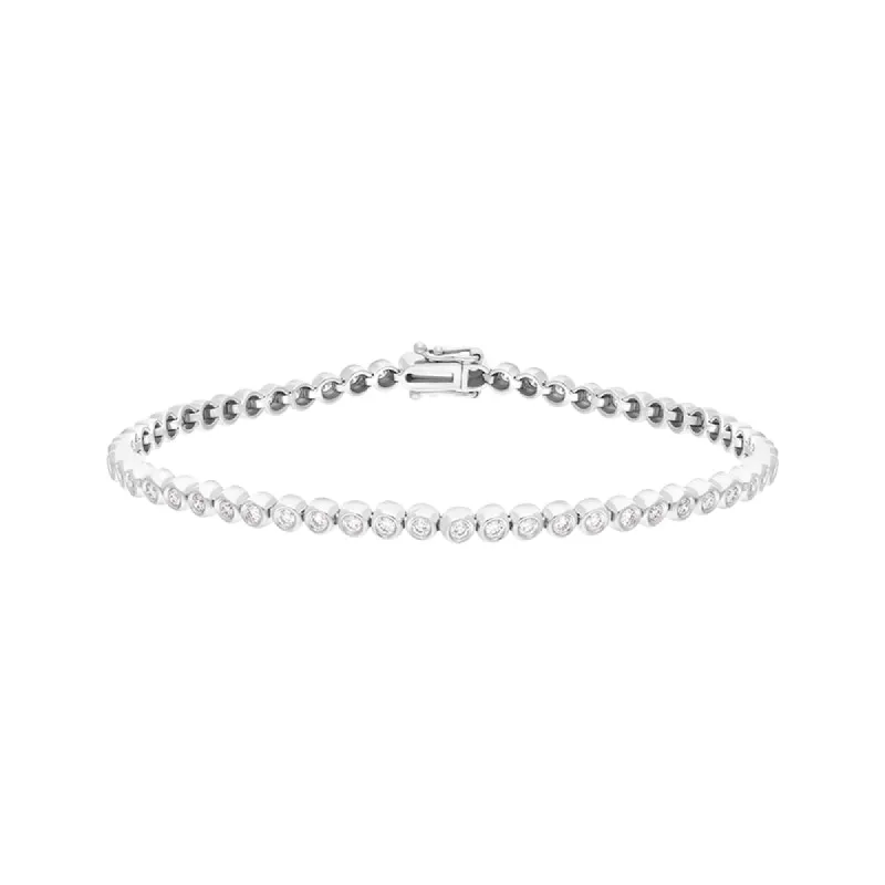 18ct White Gold 1.07ct Diamond Rubover Set Line Bracelet sold by C.W. Sellors
