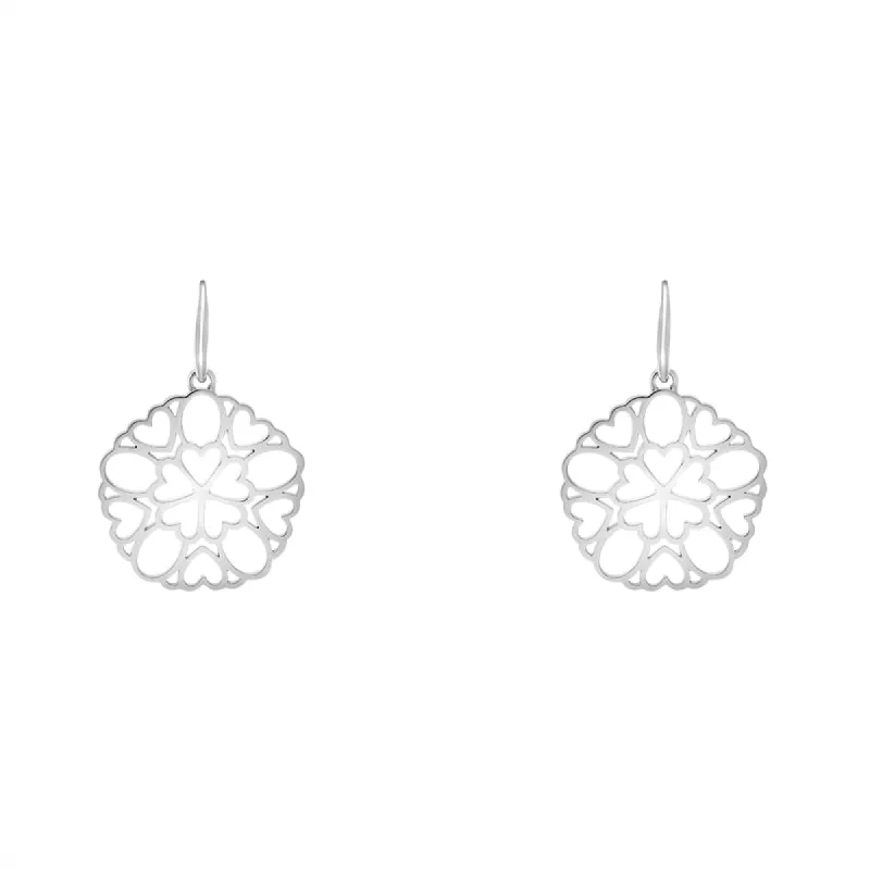Sterling Silver Round Pierced Heart Hook Drop Earrings sold by C.W. Sellors