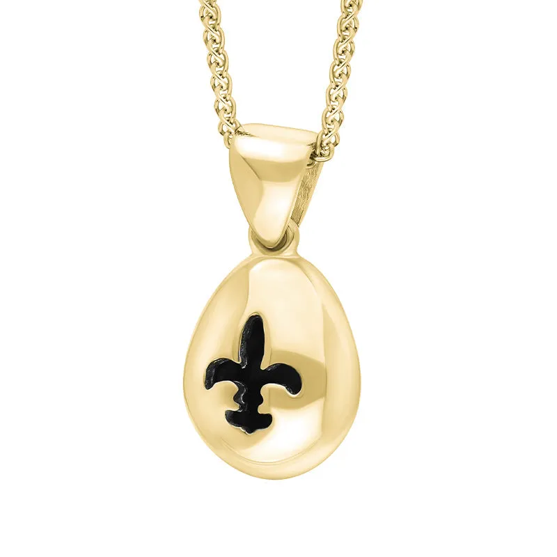 18ct Yellow Gold Whitby Jet Fleur De Lis Pear Shape Necklace sold by C.W. Sellors product image thumbnail 2