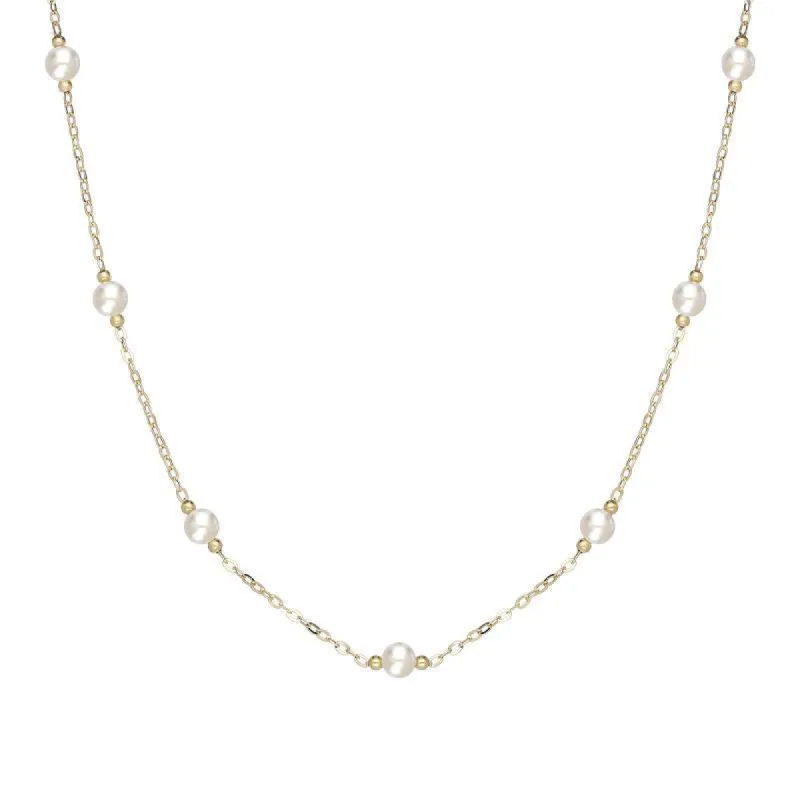 18ct Yellow Gold 5mm White Pearl Necklace sold by C.W. Sellors