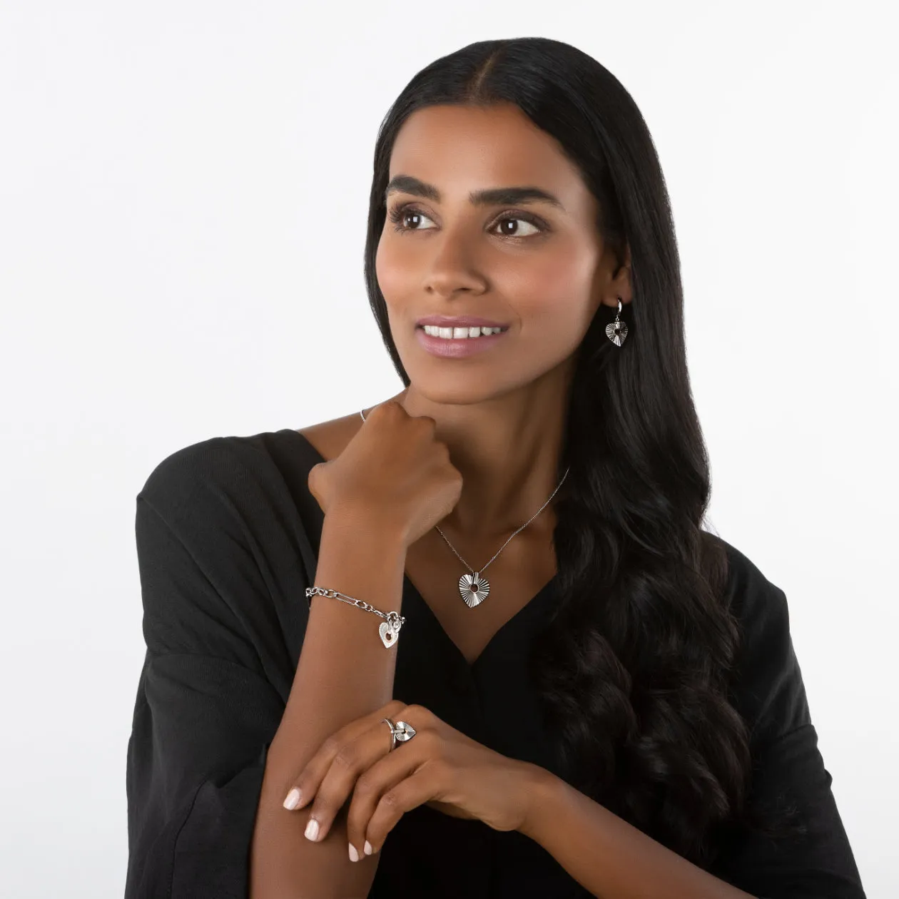 Clogau Cariad Horizon Heart Sterling Silver Figaro Bracelet D sold by C.W. Sellors product image thumbnail 4