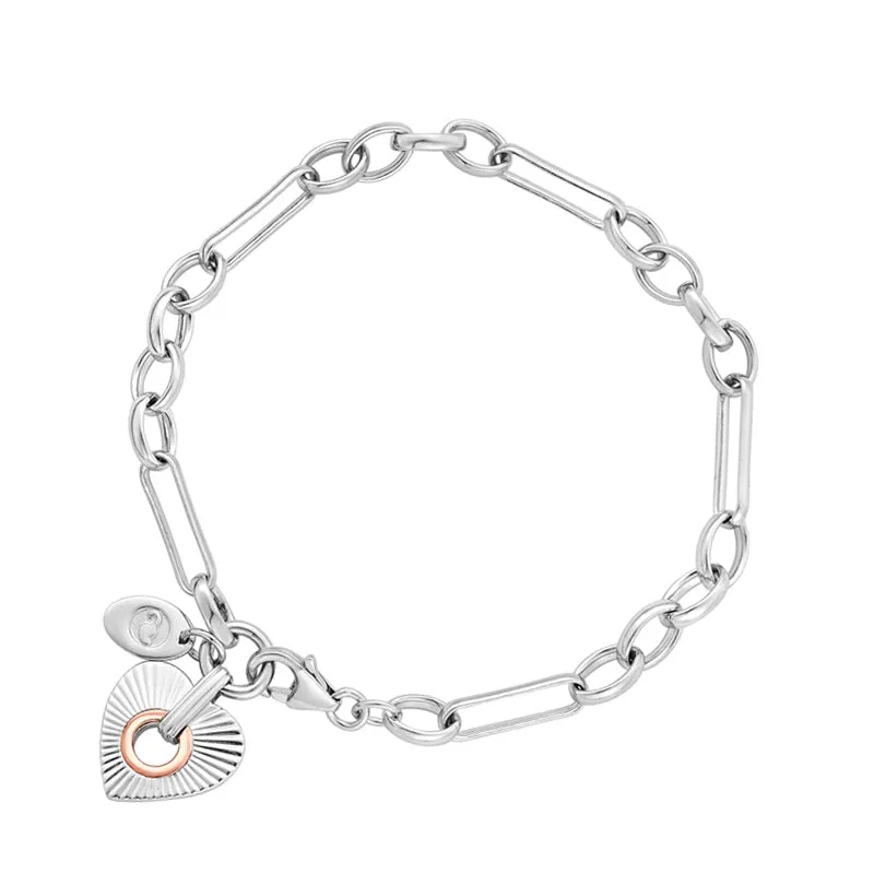 Clogau Cariad Horizon Heart Sterling Silver Figaro Bracelet D sold by C.W. Sellors