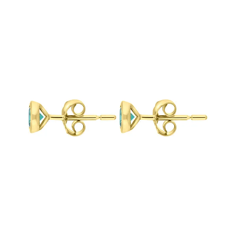 18ct Yellow Gold Emerald Round Solitaire Stud Earrings sold by C.W. Sellors product image thumbnail 2
