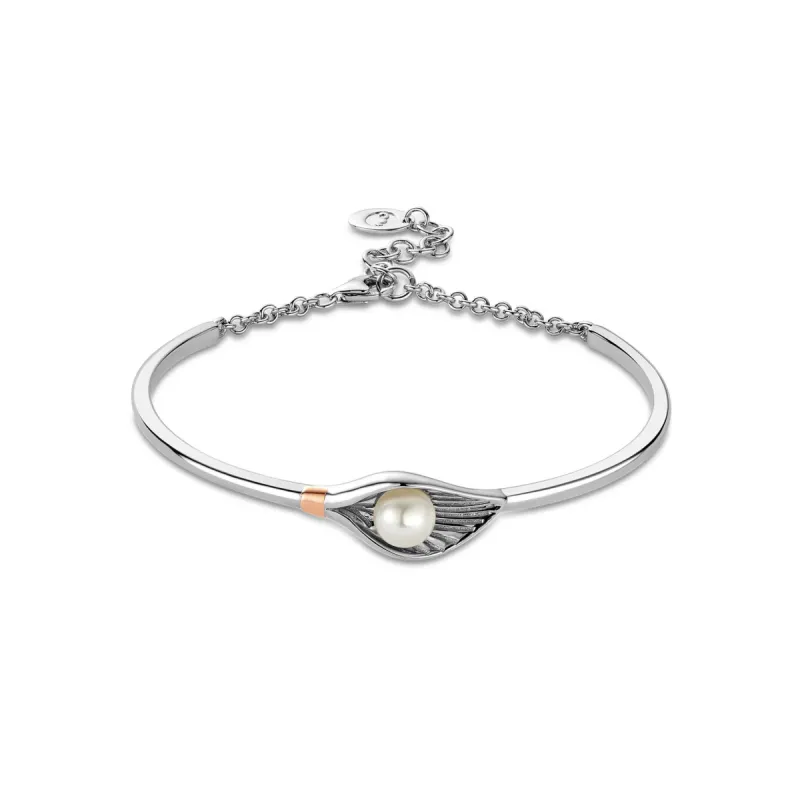 Clogau Beachcomber Shell Silver and Pearl Bangle sold by C.W. Sellors