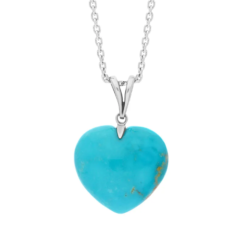 Sterling Silver Turquoise Large Carved Heart Split Bail Necklace sold by C.W. Sellors