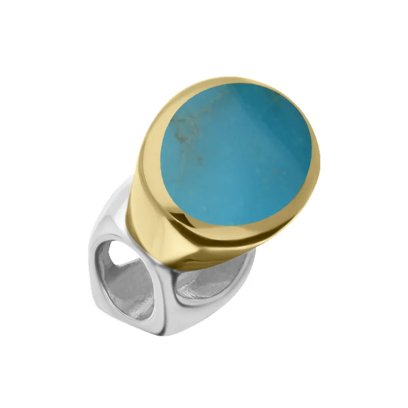 9ct Yellow Gold Sterling Silver Turquoise Stepping Stones 6x8mm Oval Charm sold by C.W. Sellors