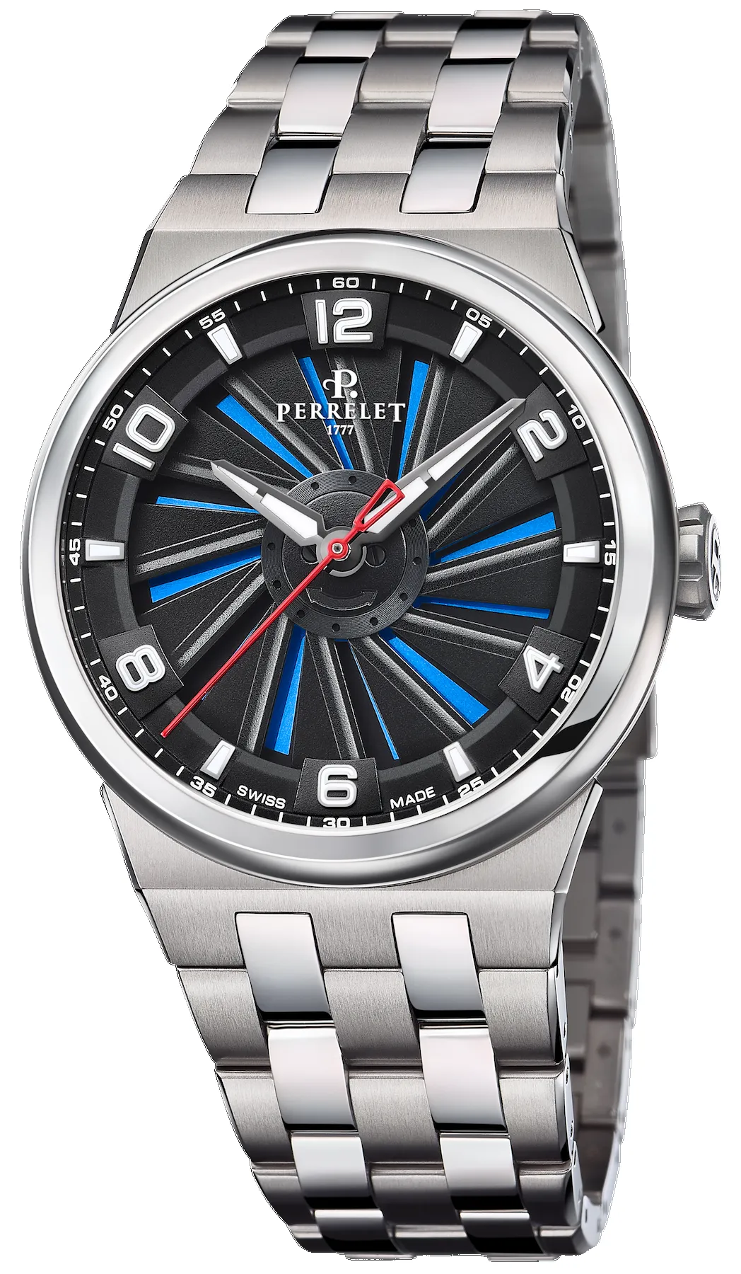 Perrelet Turbine Titanium 41 Blue Bracelet Watch sold by C.W. Sellors