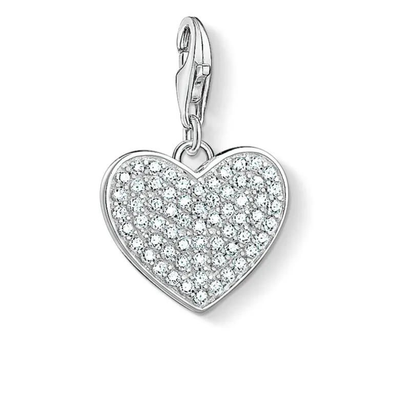 Thomas Sabo Charm Club Sterling Silver CZ Pave Heart Charm sold by C.W. Sellors